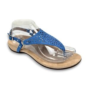 Vionic Rest Kirra Women's Size 8 Perforated Leather Periwinkle Backstrap Sandal